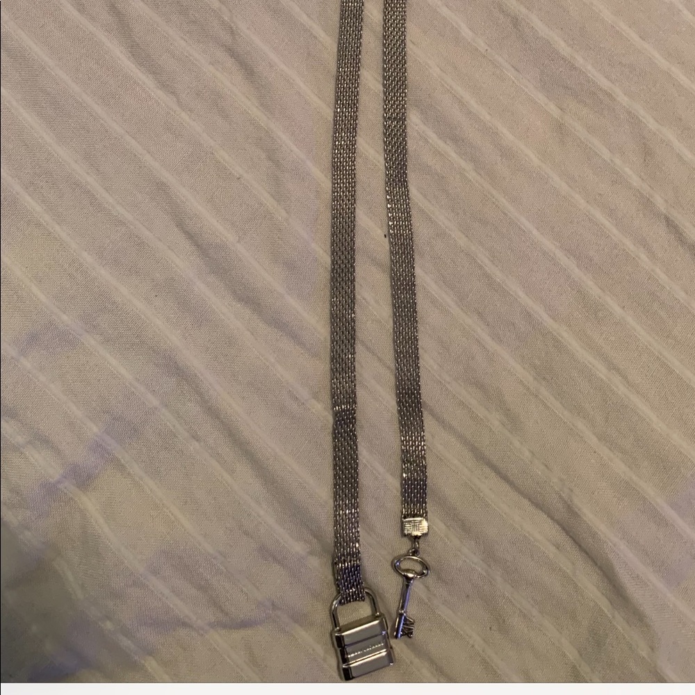 Armani Exchange  lock and key silver necklace